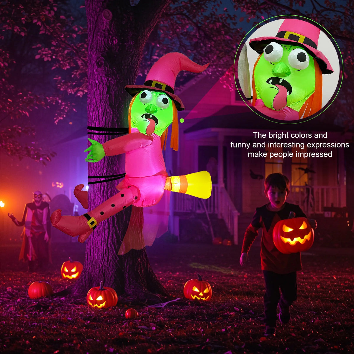 Halloween Inflatable Crashing Witch LED Decoration 1.5m
