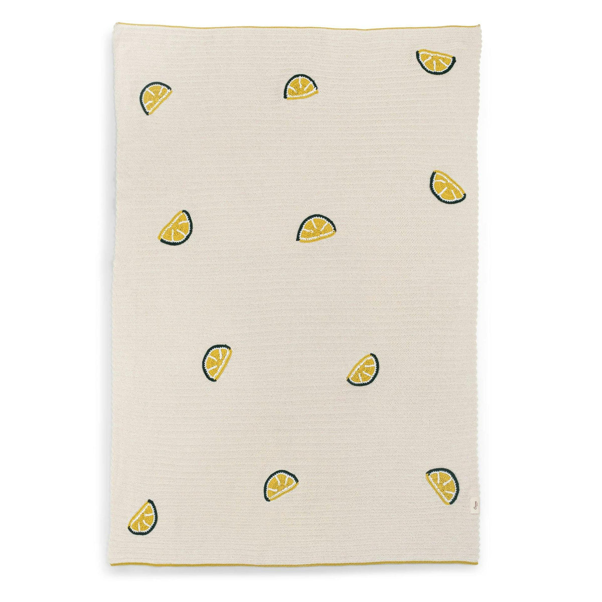 Clementine Lemon Embroidered Knit Baby Blanket
