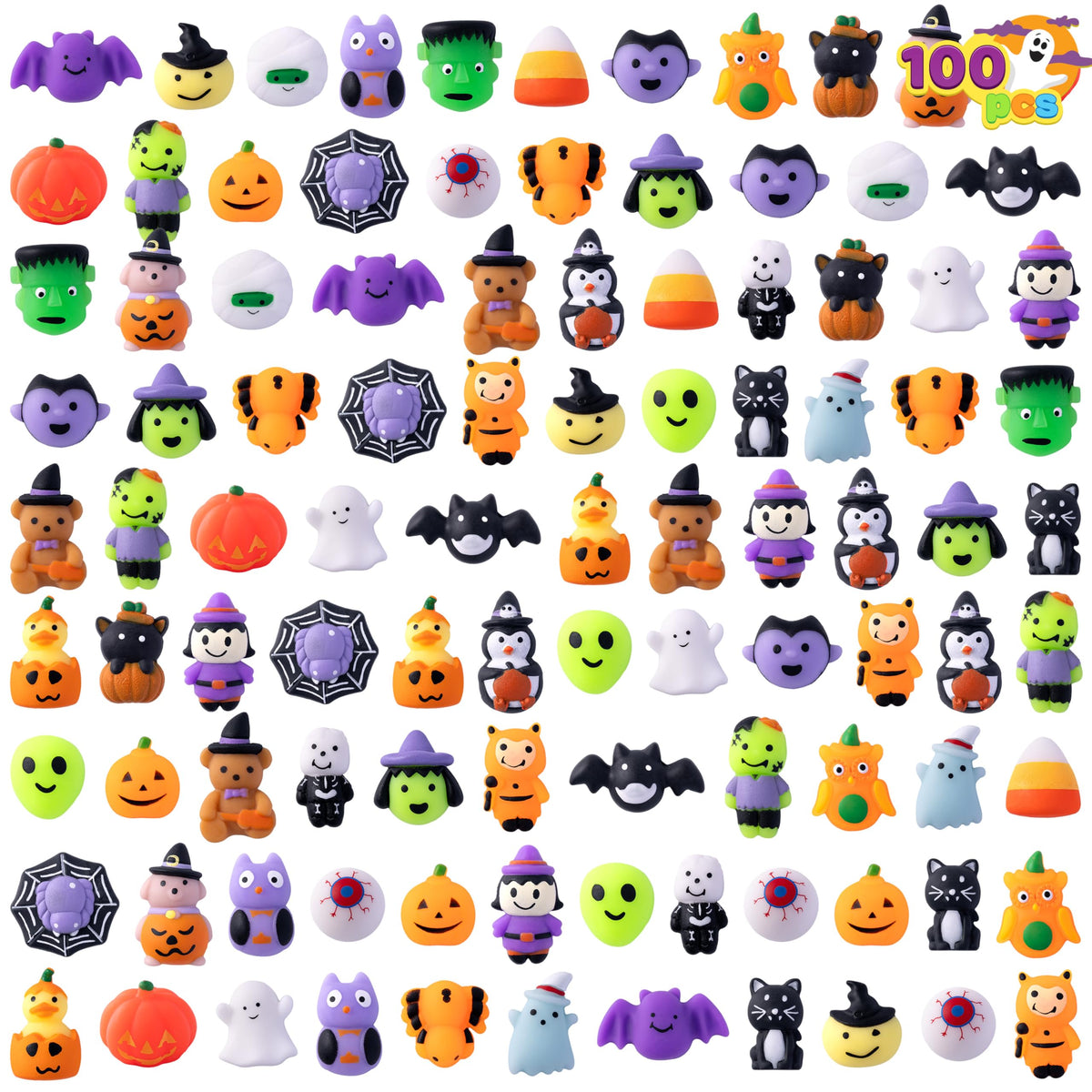 JOYIN 100-Piece Halloween Mochi Squishy Toys Set