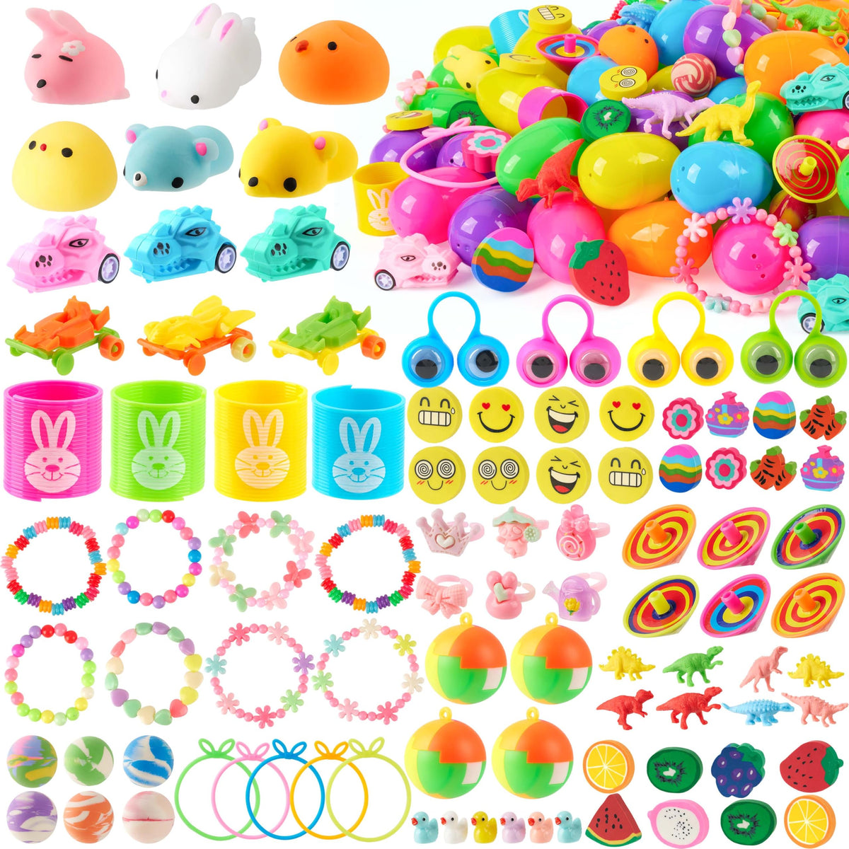 JOYIN 100 Pcs Prefilled Easter Eggs with Assorted Toys