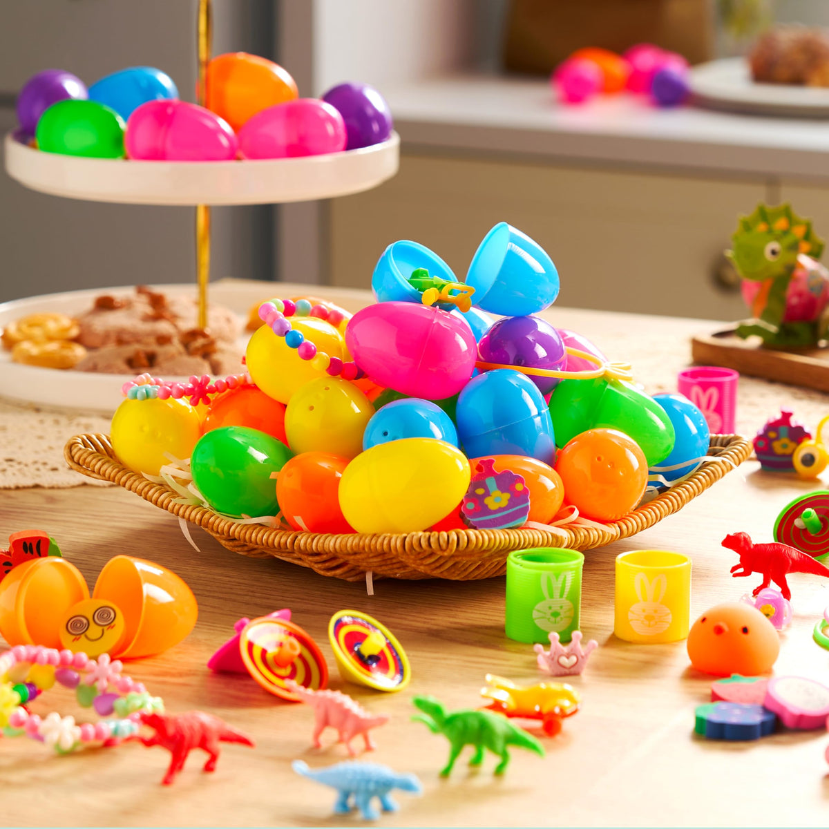 JOYIN 100 Pcs Prefilled Easter Eggs with Assorted Toys