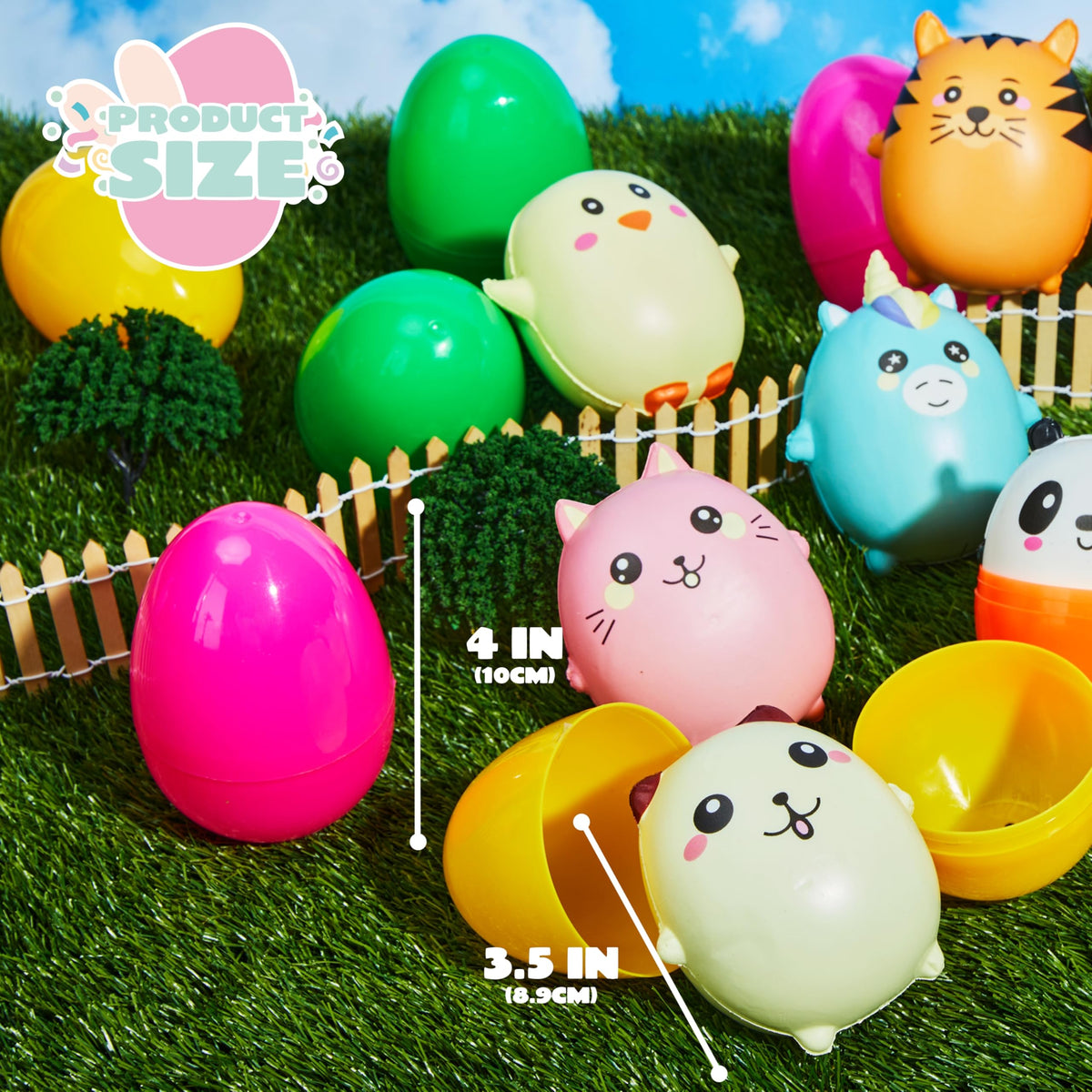 JOYIN 10 Pcs Jumbo Easter Eggs with Animal Squishy Toys