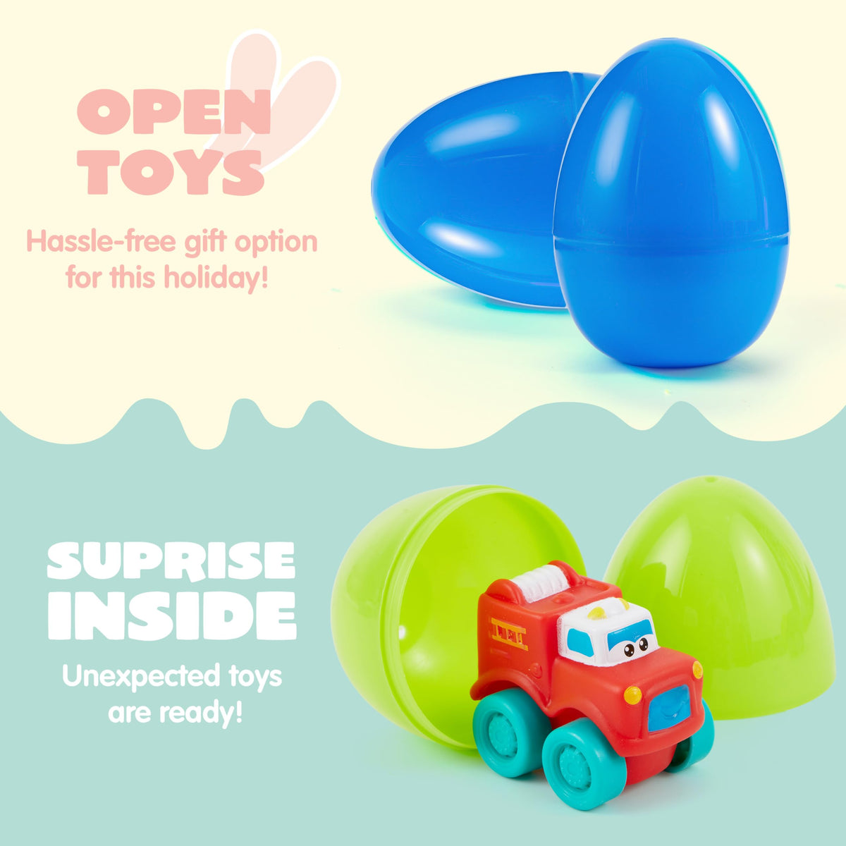 JOYIN 12 Pcs Easter Eggs with Rubber Cars