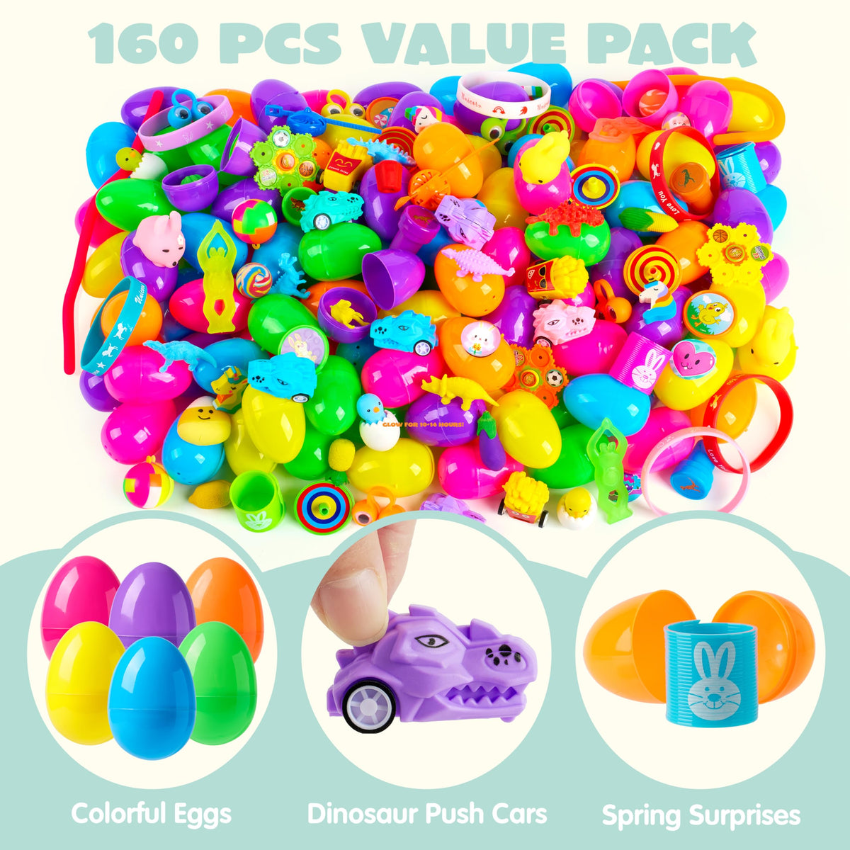 JOYIN 160Pcs Prefilled Easter Eggs with Assorted Toys