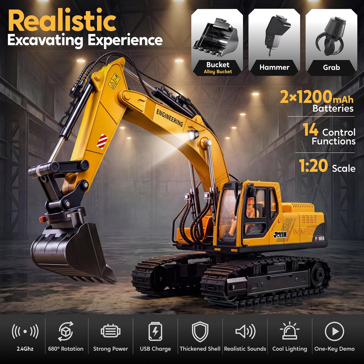 JOYIN 3-in-1 Remote Control Excavator Construction Truck Set