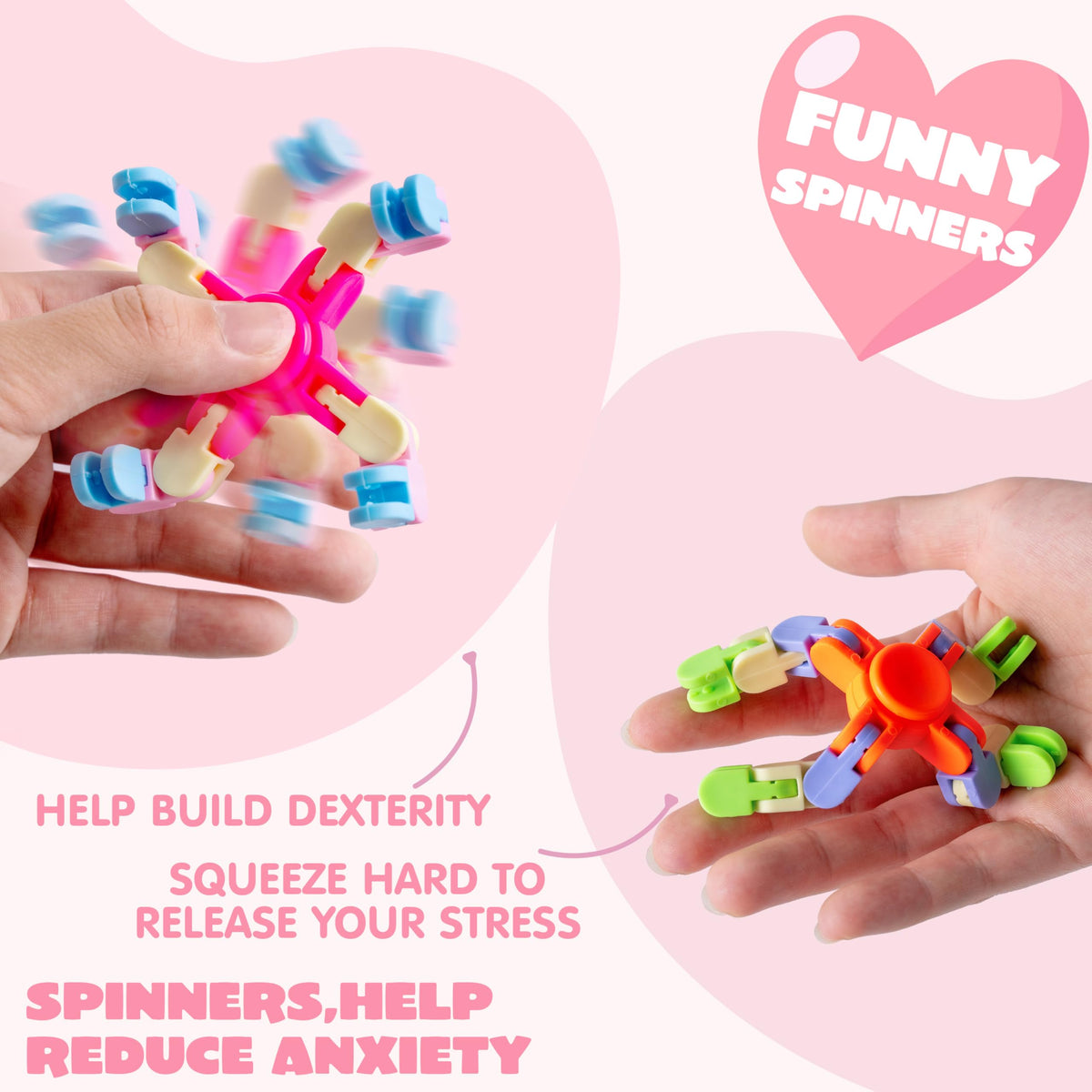 JOYIN 30Pcs Valentine's Fidget Spinners with Gift Cards - Kids Stress Relief Toys
