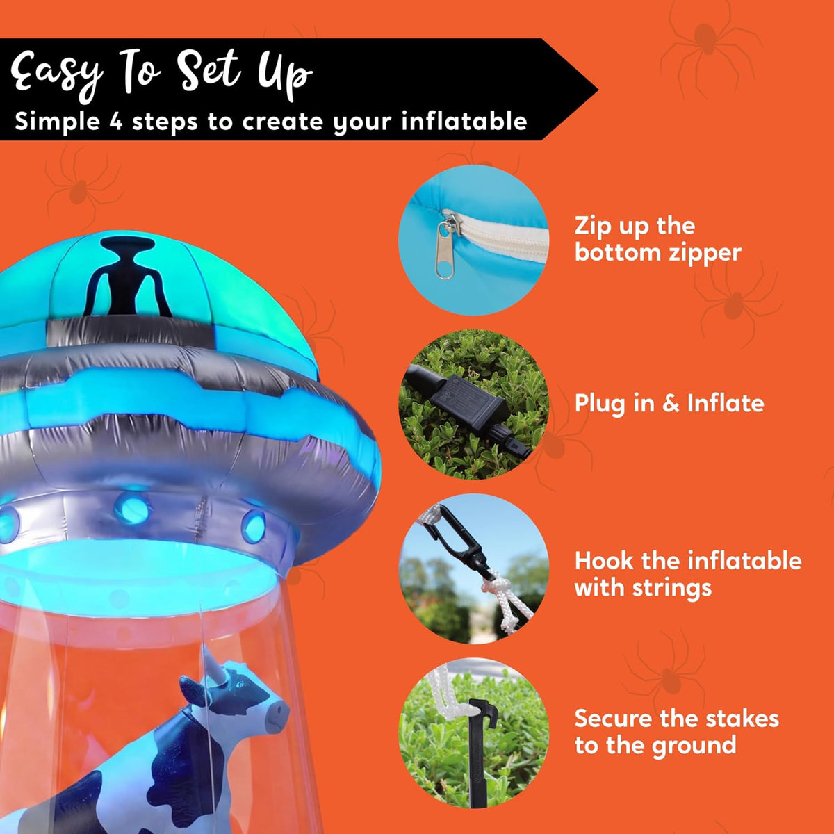 JOYIN 9 FT Giant Halloween Inflatable UFO Alien with Built-in LEDs