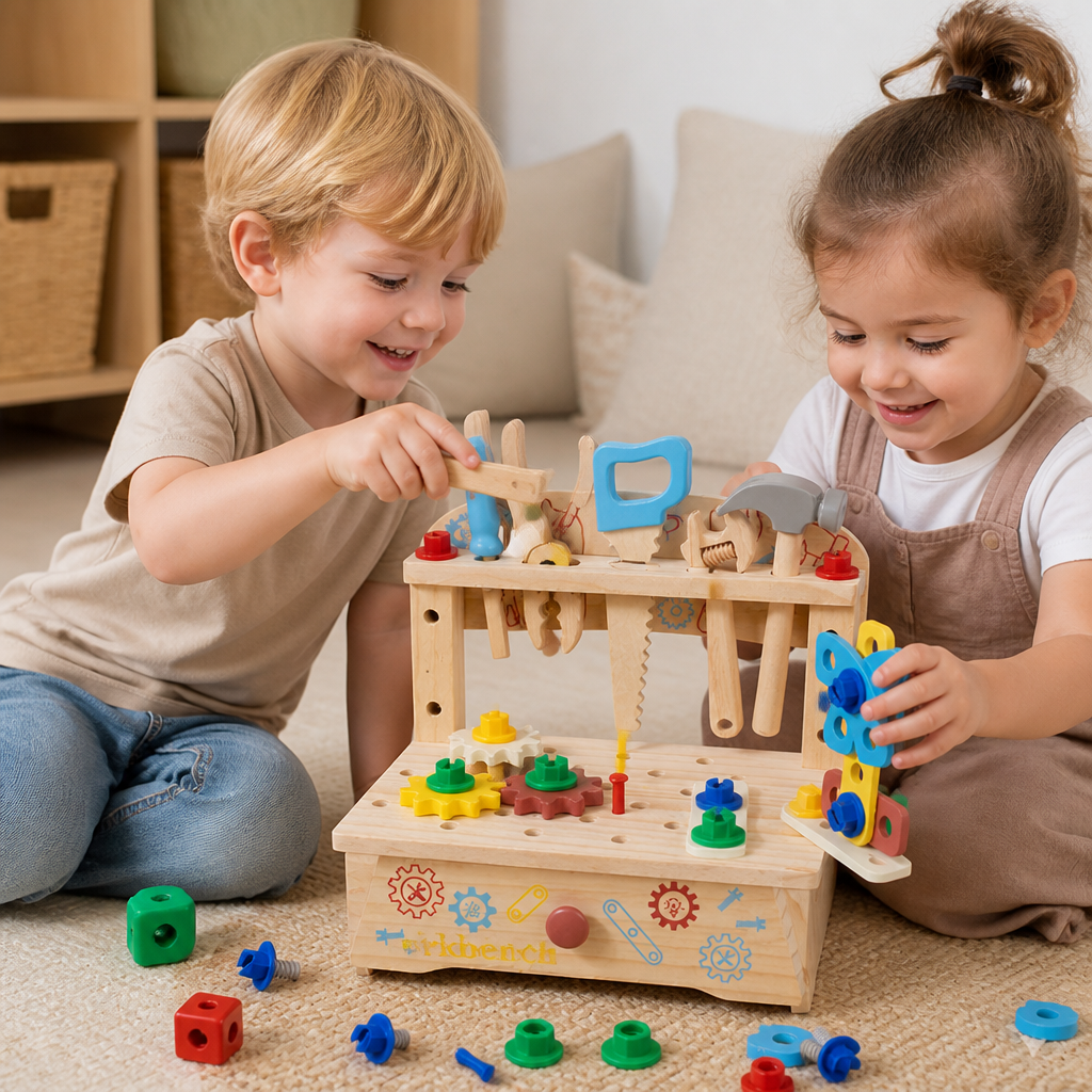 Wooden Kids Workbench & Tool Set β DIY Construction & Fine Motor Skills Learning Toy