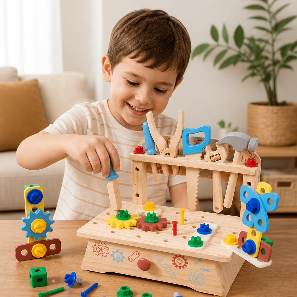 Wooden Kids Workbench & Tool Set β DIY Construction & Fine Motor Skills Learning Toy