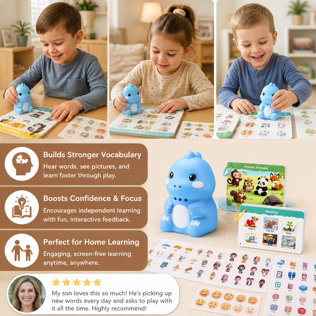 Interactive Dinosaur Talking Flash Cards & Stickers β Montessori Phonics & Sight Words Learning Set