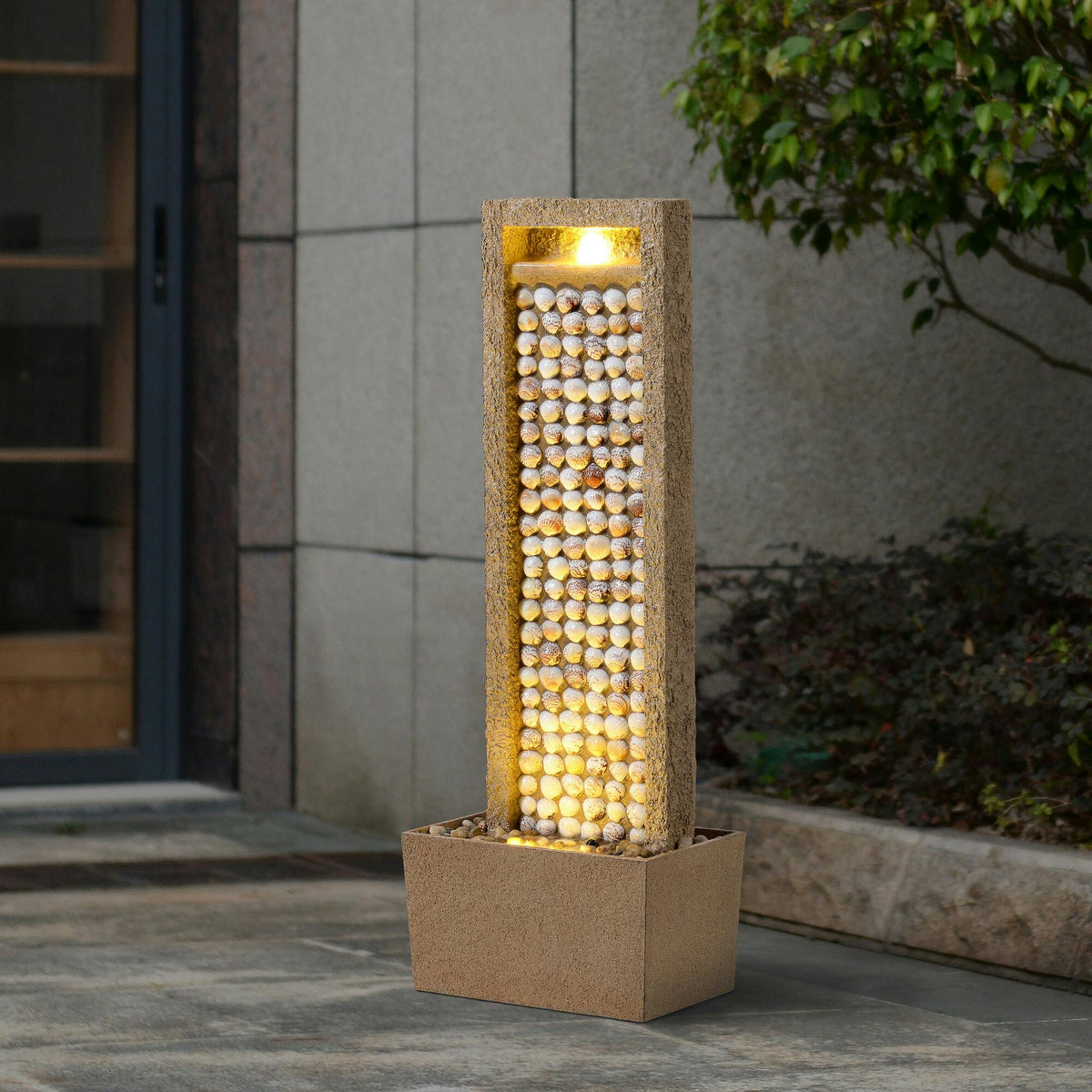 Teamson Home Coastal Seashells Design Outdoor Water Fountain with Warm Glow Lighting