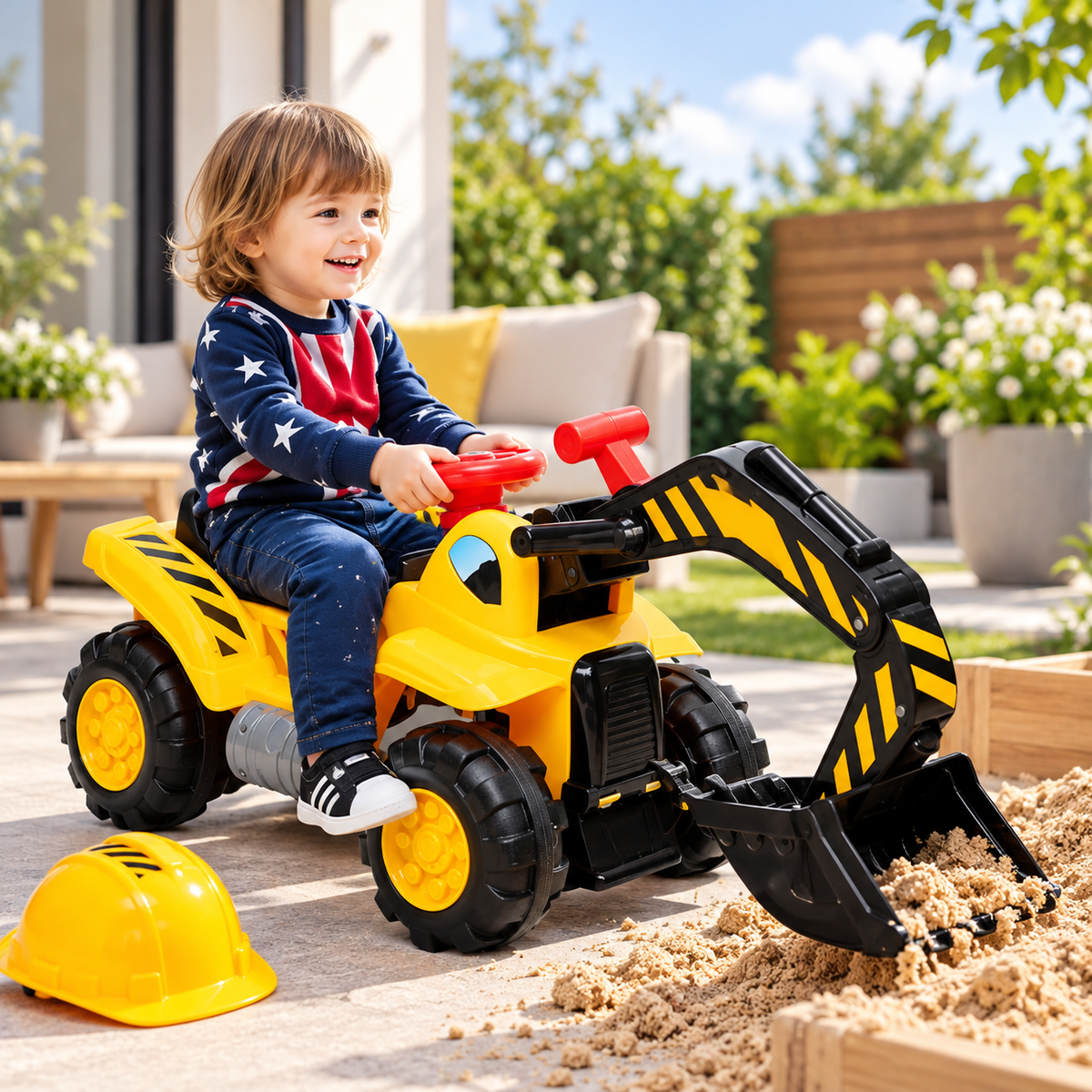 Kids Excavator Toy Outdoor Ride On Fun Active Play