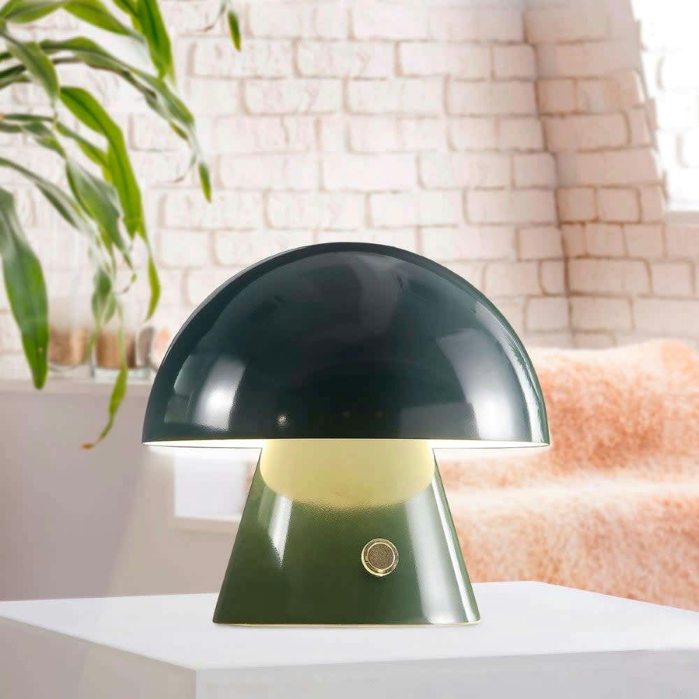 Porcini 7" Contemporary Bohemian Rechargeable/Cordless Iron Integrated LED Mushroom Table Lamp