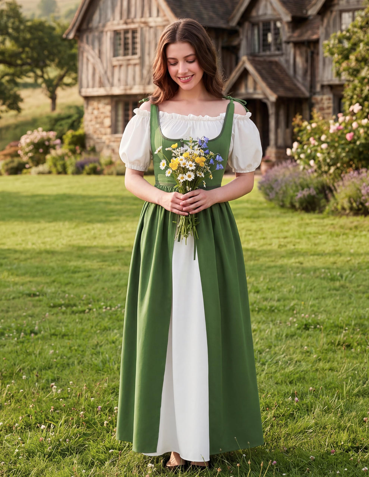 Medieval Renaissance Peasant Maxi Dress for Women