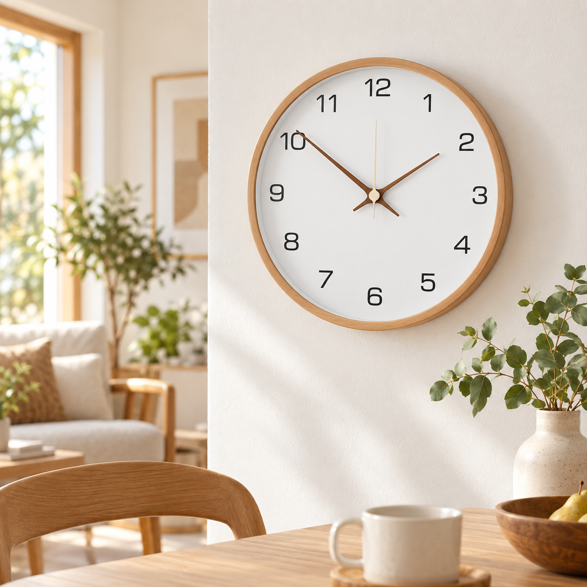 Modern Scandinavian Decorative Wall Clock Wooden Design