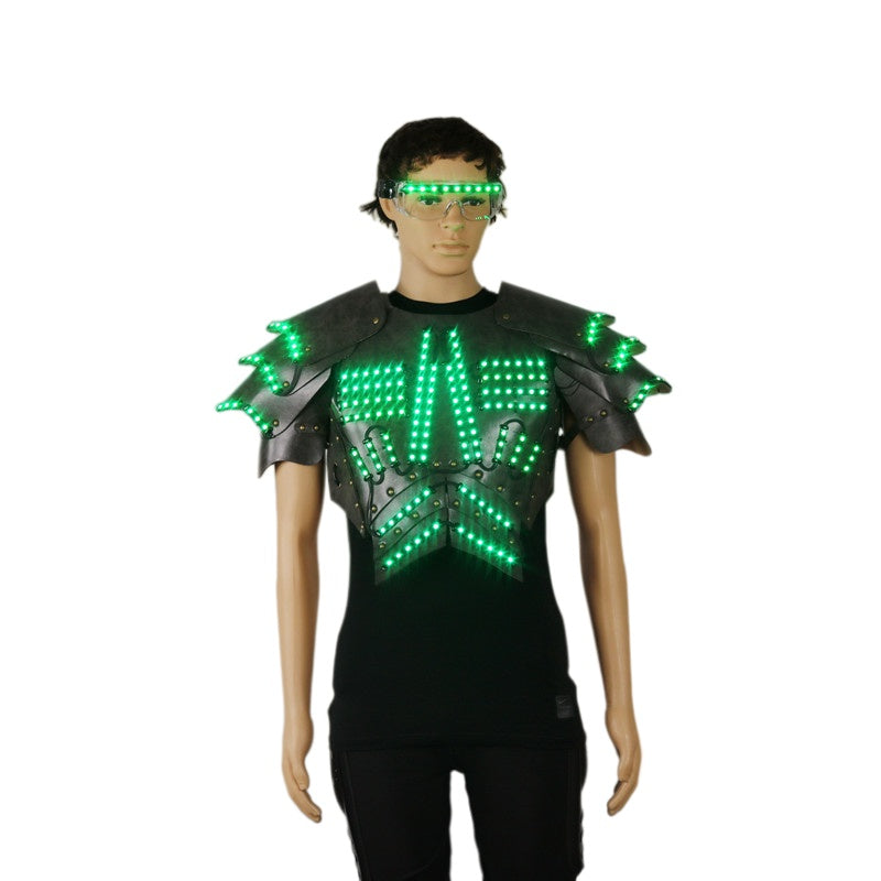 LED Armor Costume with Fluorescent Glasses
