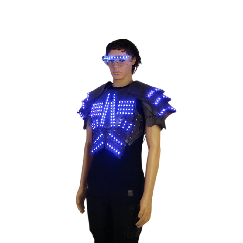 LED Armor Costume with Fluorescent Glasses