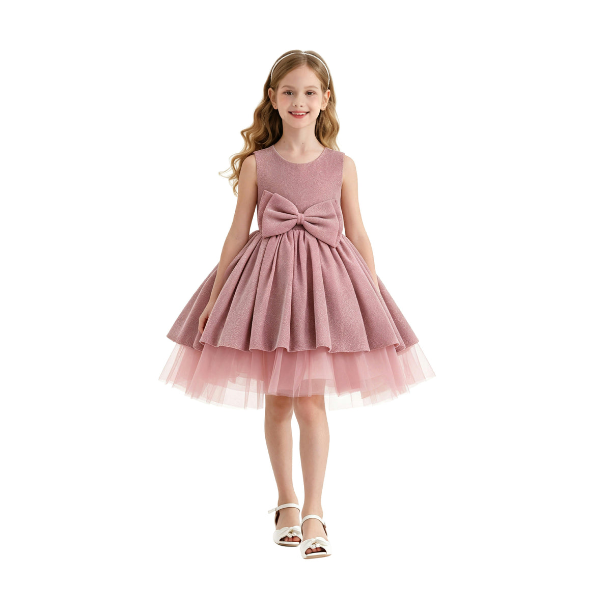 Pink Isalyn Glitter Bow Dress