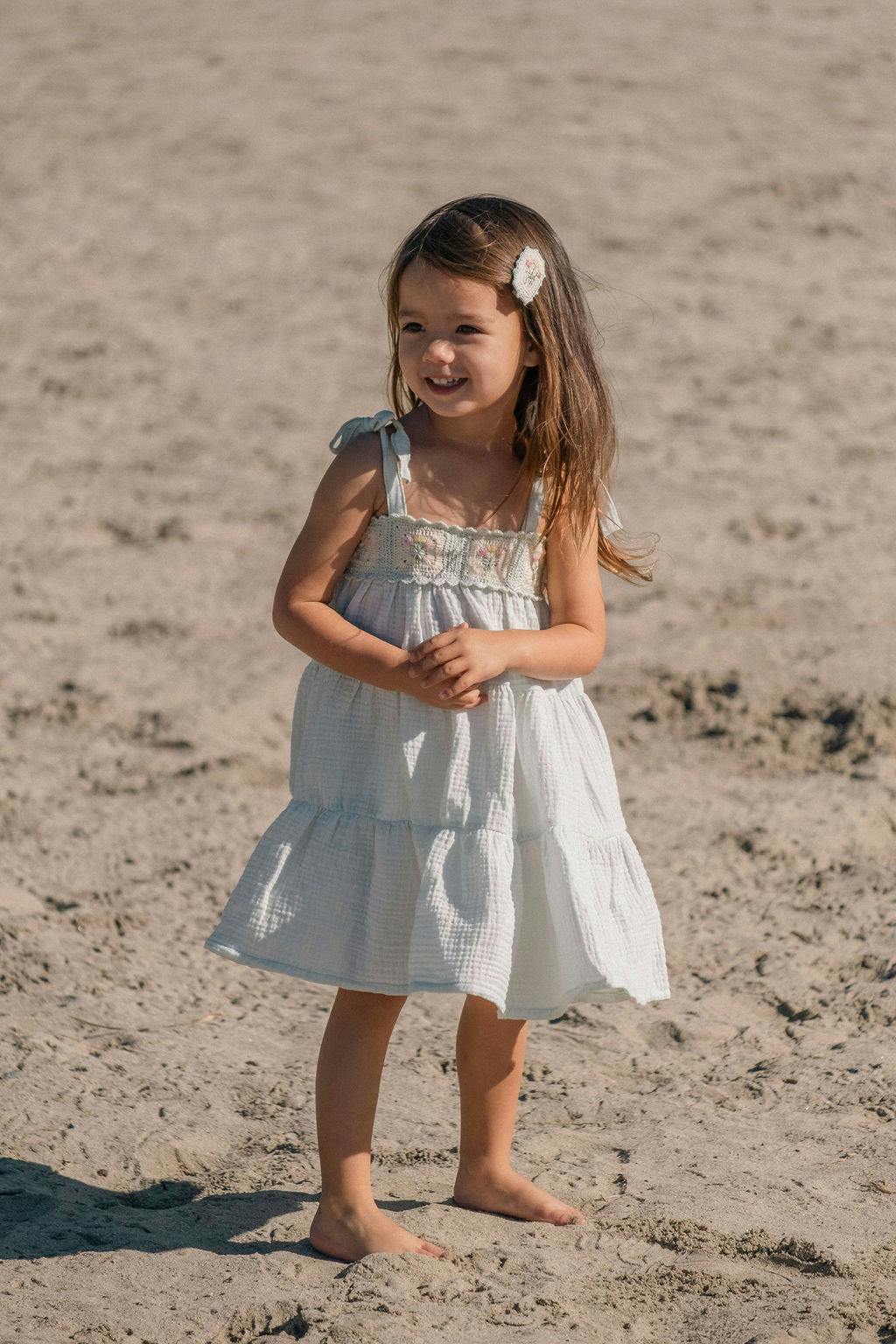 Crochet Dress in Blue Bouquet