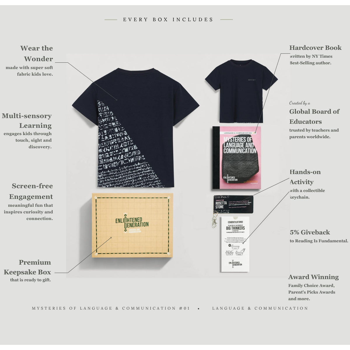Rosetta Stone Secret Script Gift Box with Kids Tee, Book, and Activities