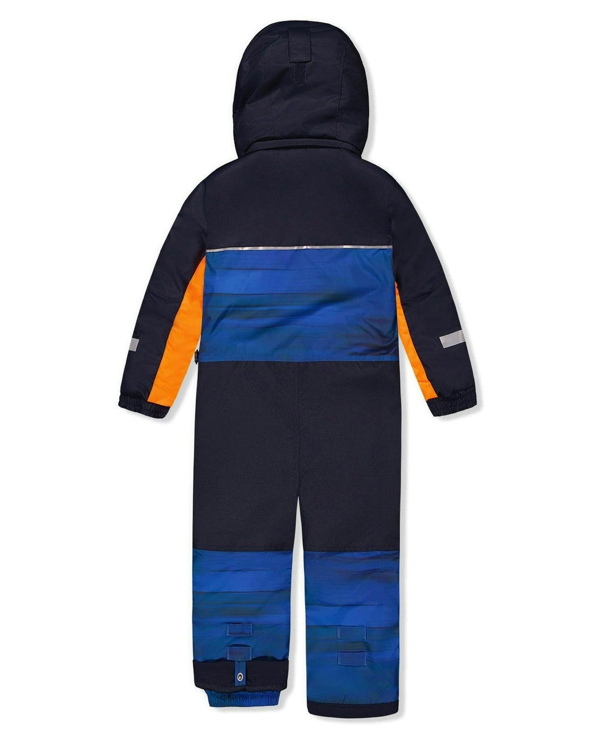 Kids One Piece Play Snowsuit Blue With Black Stripes