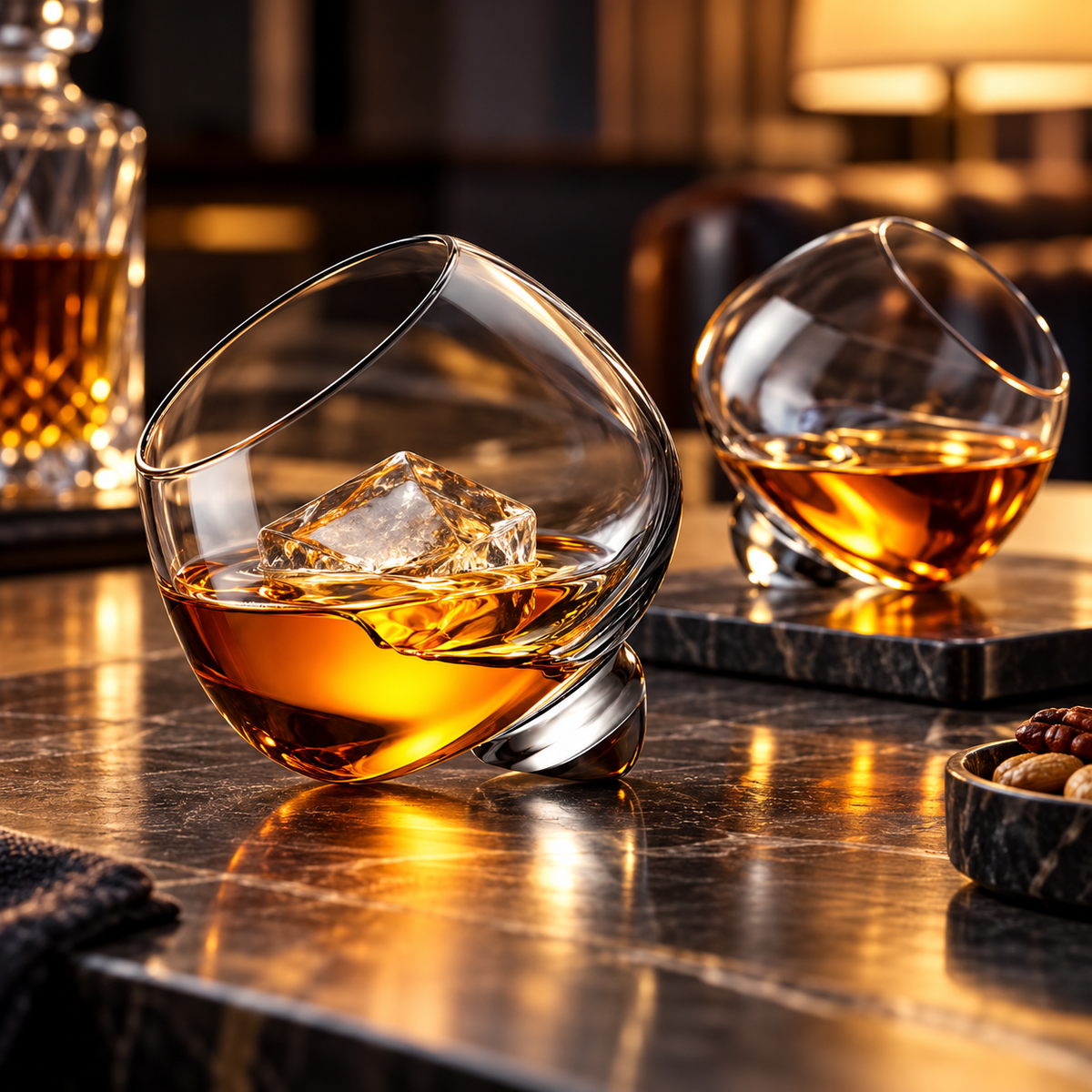 Rotating Whiskey Glass Ergonomic Non Toxic Unique Design
