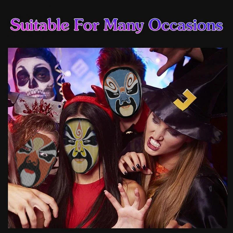 LED Face Mask with App Control - Programmable Light-Up Display Mask for Parties