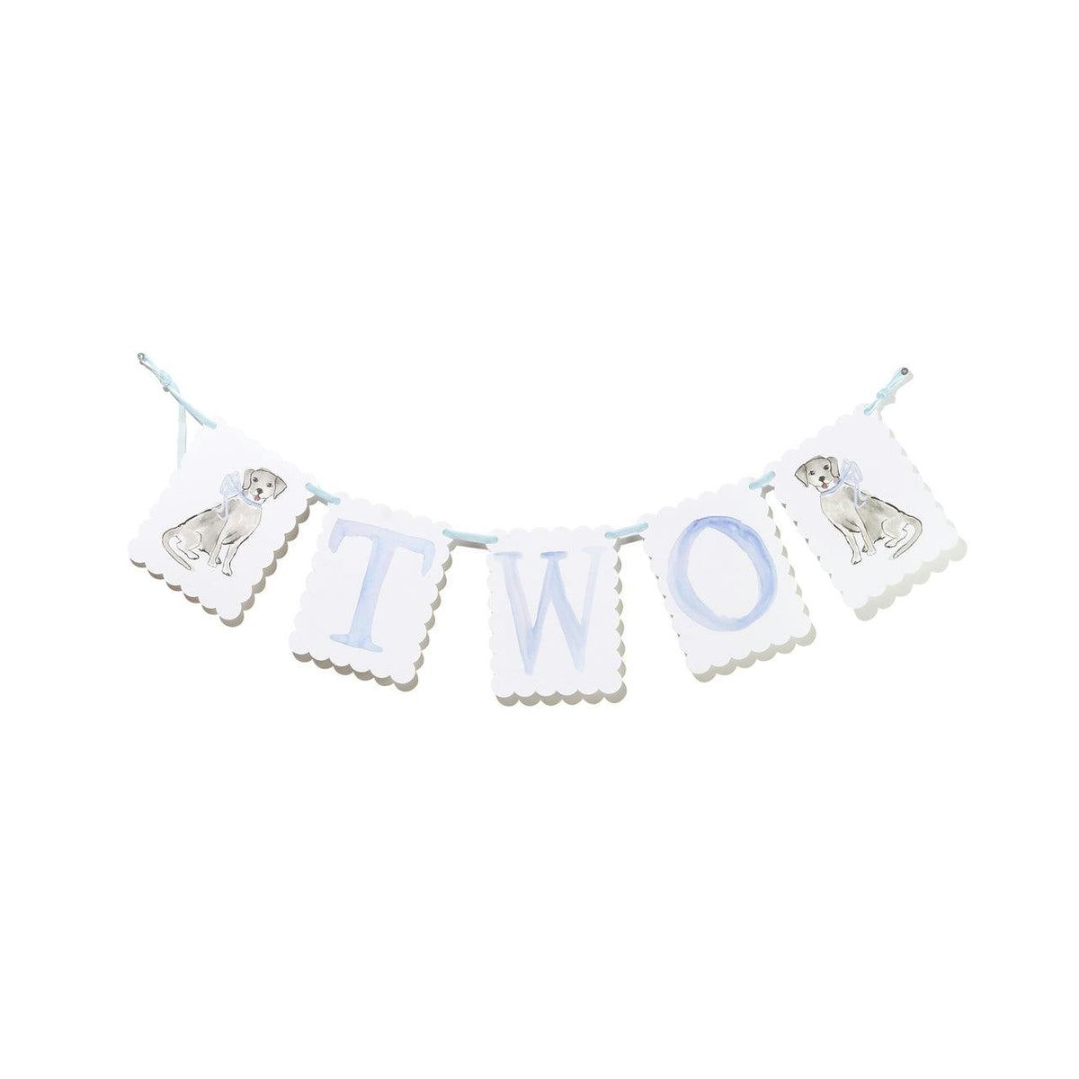 "TWO" Birthday Banner with Airplane/ Puppy Dog Endpieces