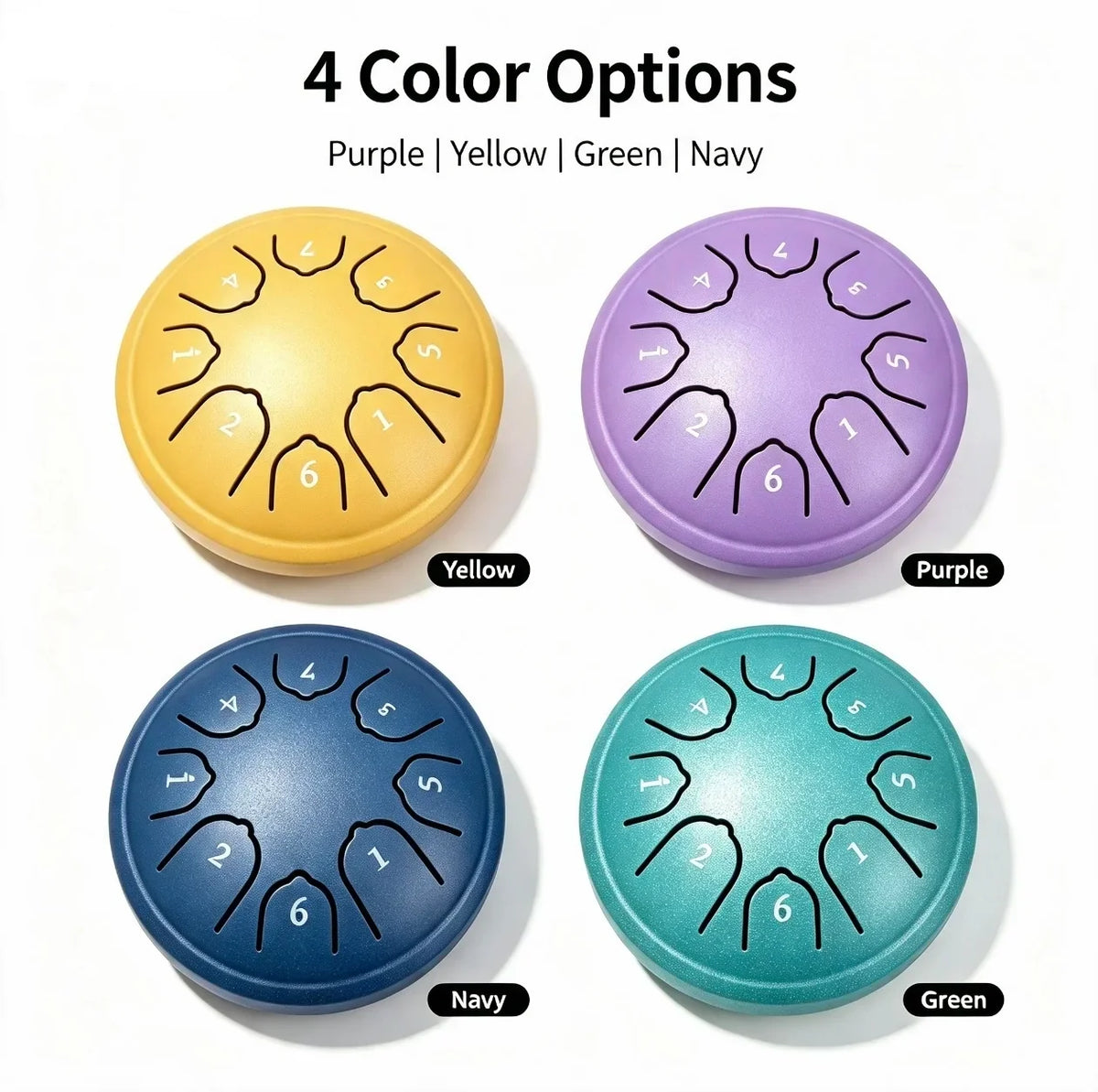 8-Note Steel Tongue Drum with Mallet and Songbook - 4.5 Inch Mini Handpan
