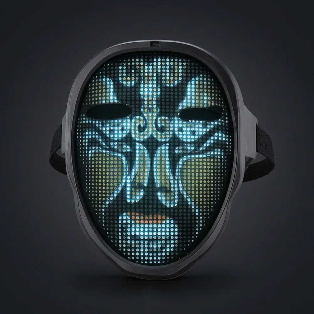 LED Face Mask with App Control - Programmable Light-Up Display Mask for Parties