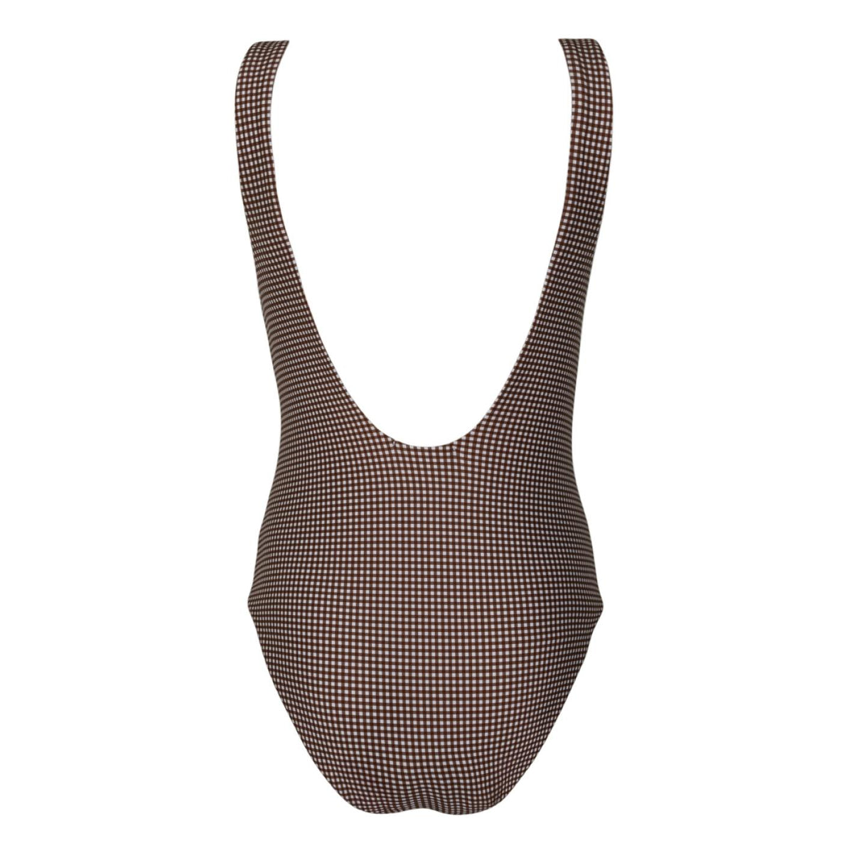women's cocoa gingham square neck one piece