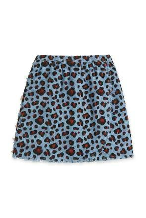 Corduroy Leopard Printed Wrap Skirt