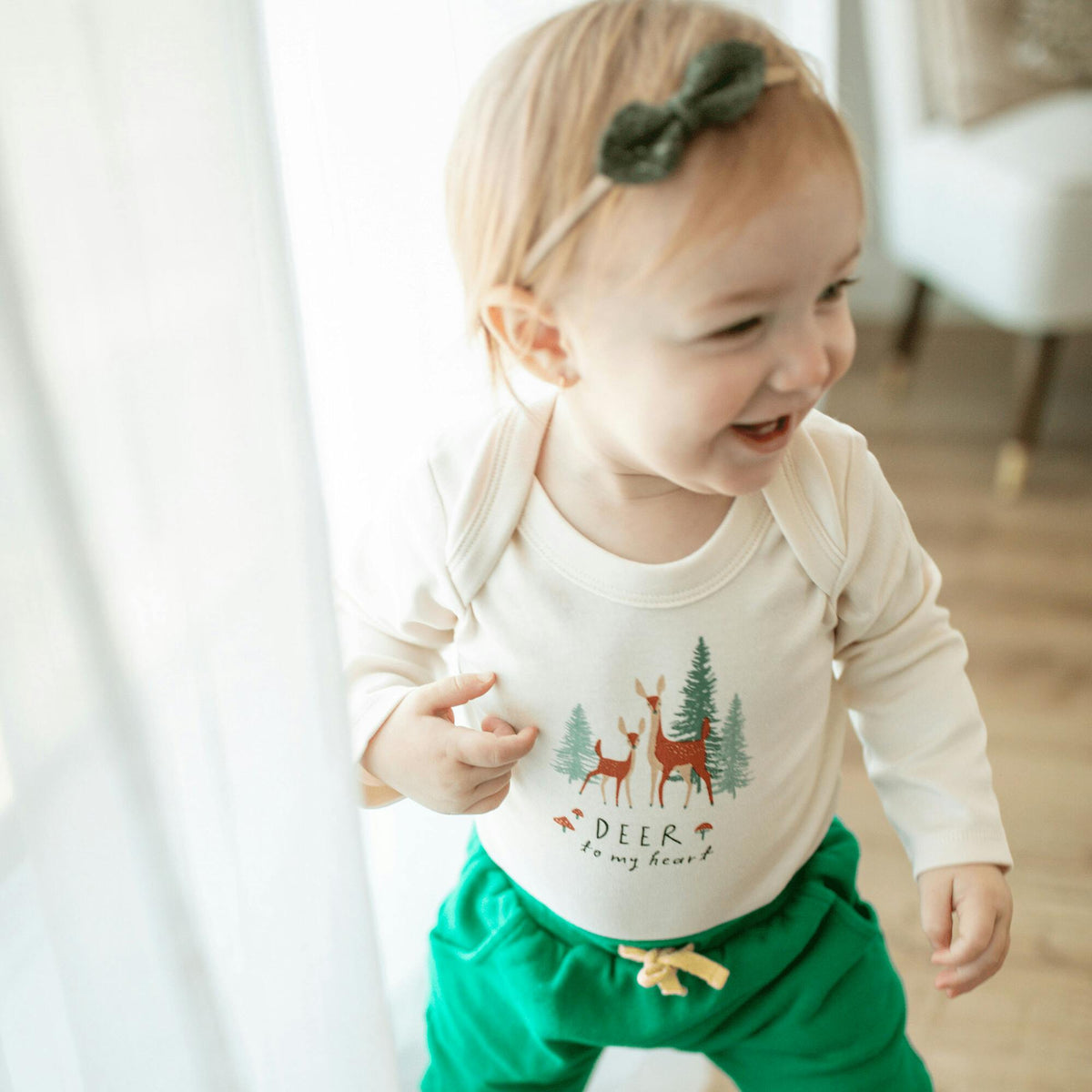 long sleeve graphic bodysuit | deer to my heart