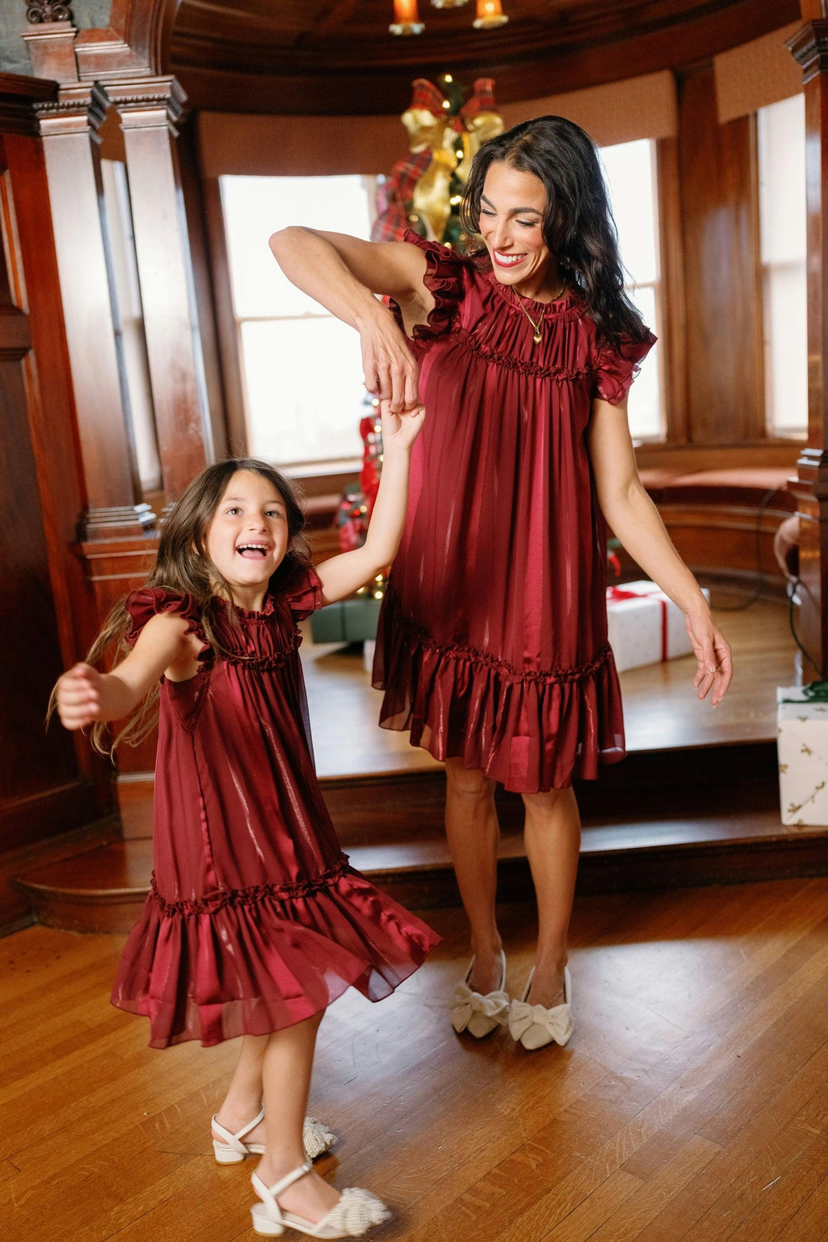 Mini Peridot Dress in Garnet Stripe