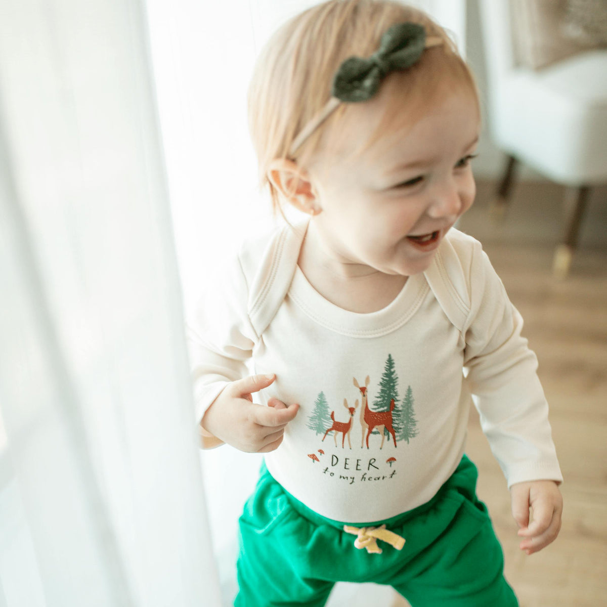 long sleeve graphic bodysuit | deer to my heart