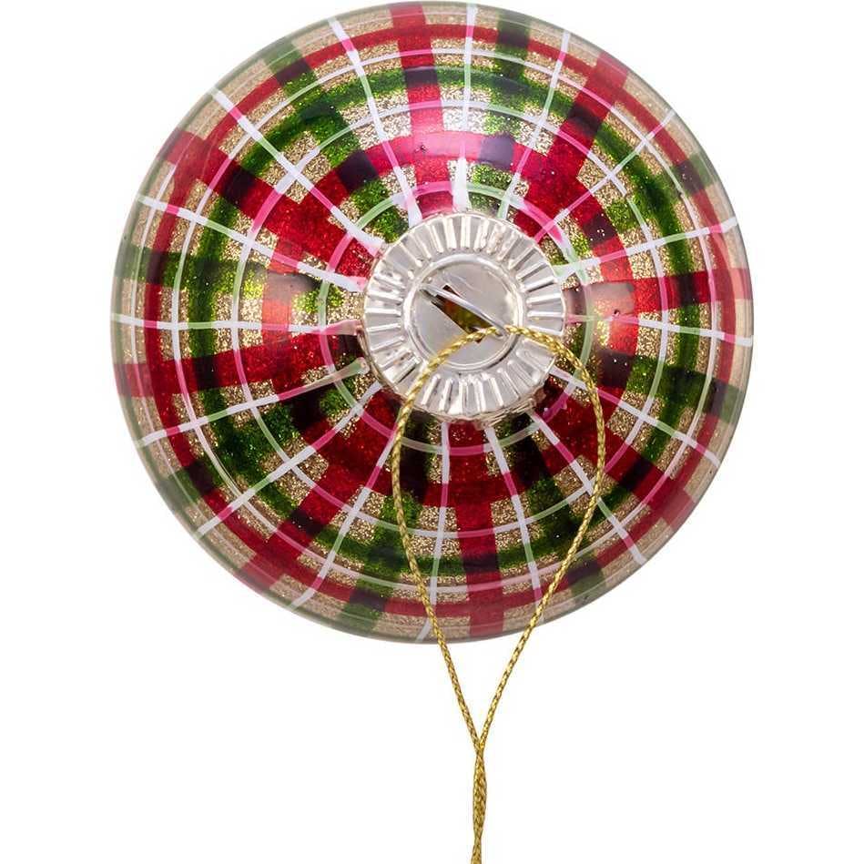 80MM Red and Green Plaid Glass Ball Ornaments