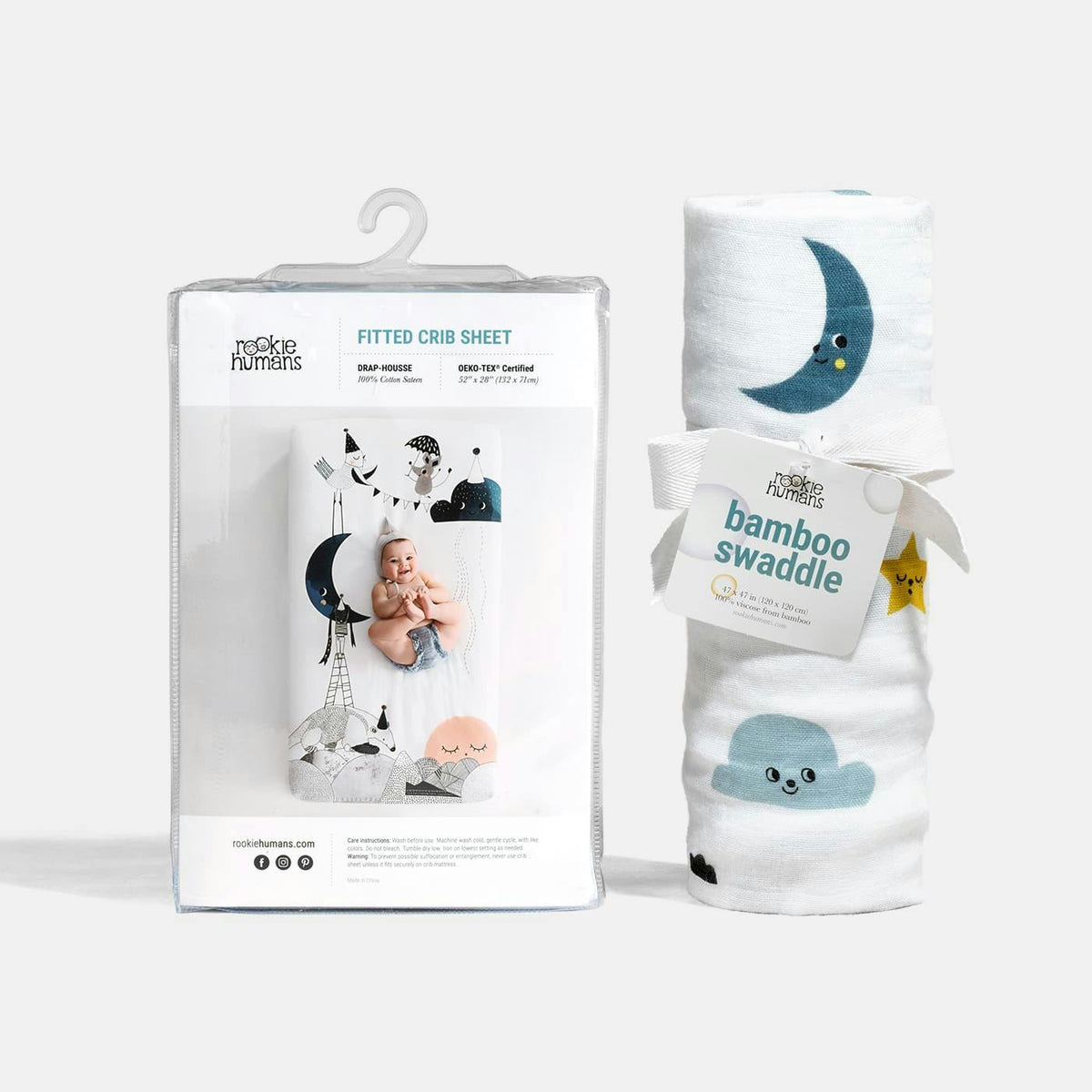 Crib sheet and Swaddle bundle - Moon's Birthday