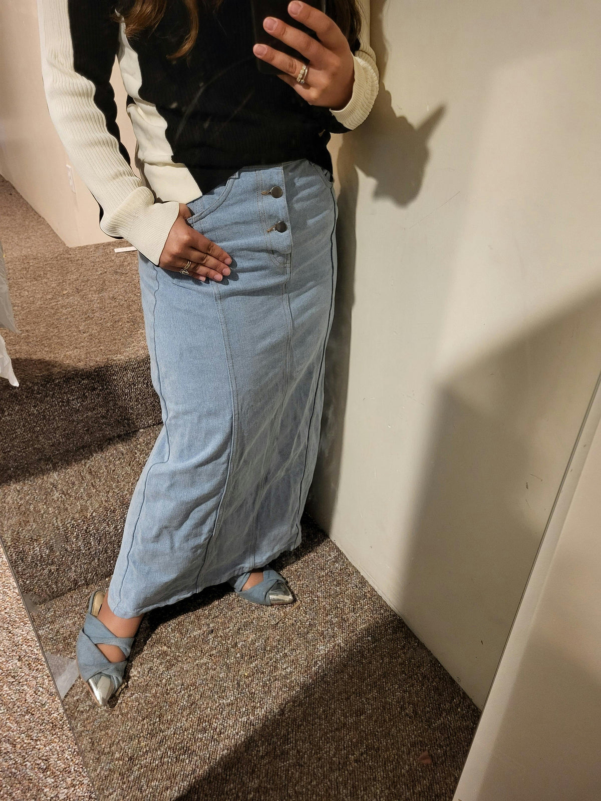 LONG DENIM A SKIRT