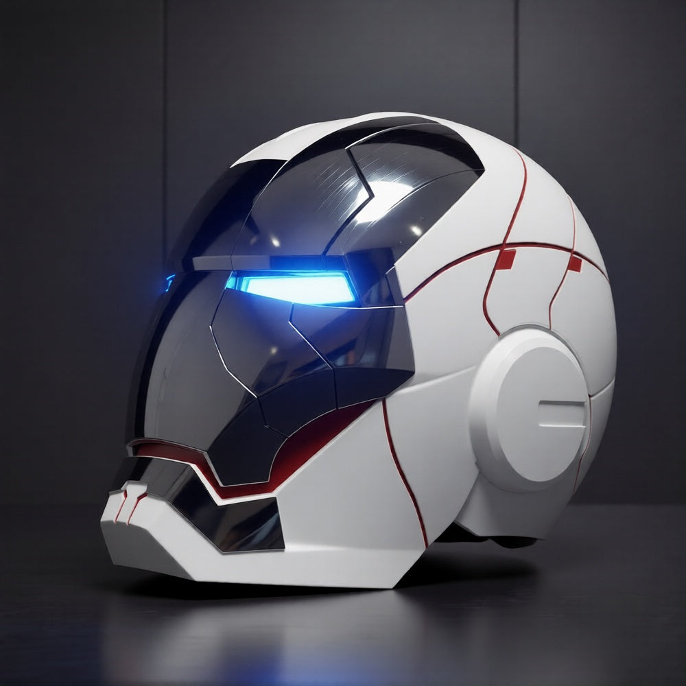 White Iron Man MK5 1:1 Helmet (With Jarvis - Voice, Remote, and Touch Control)