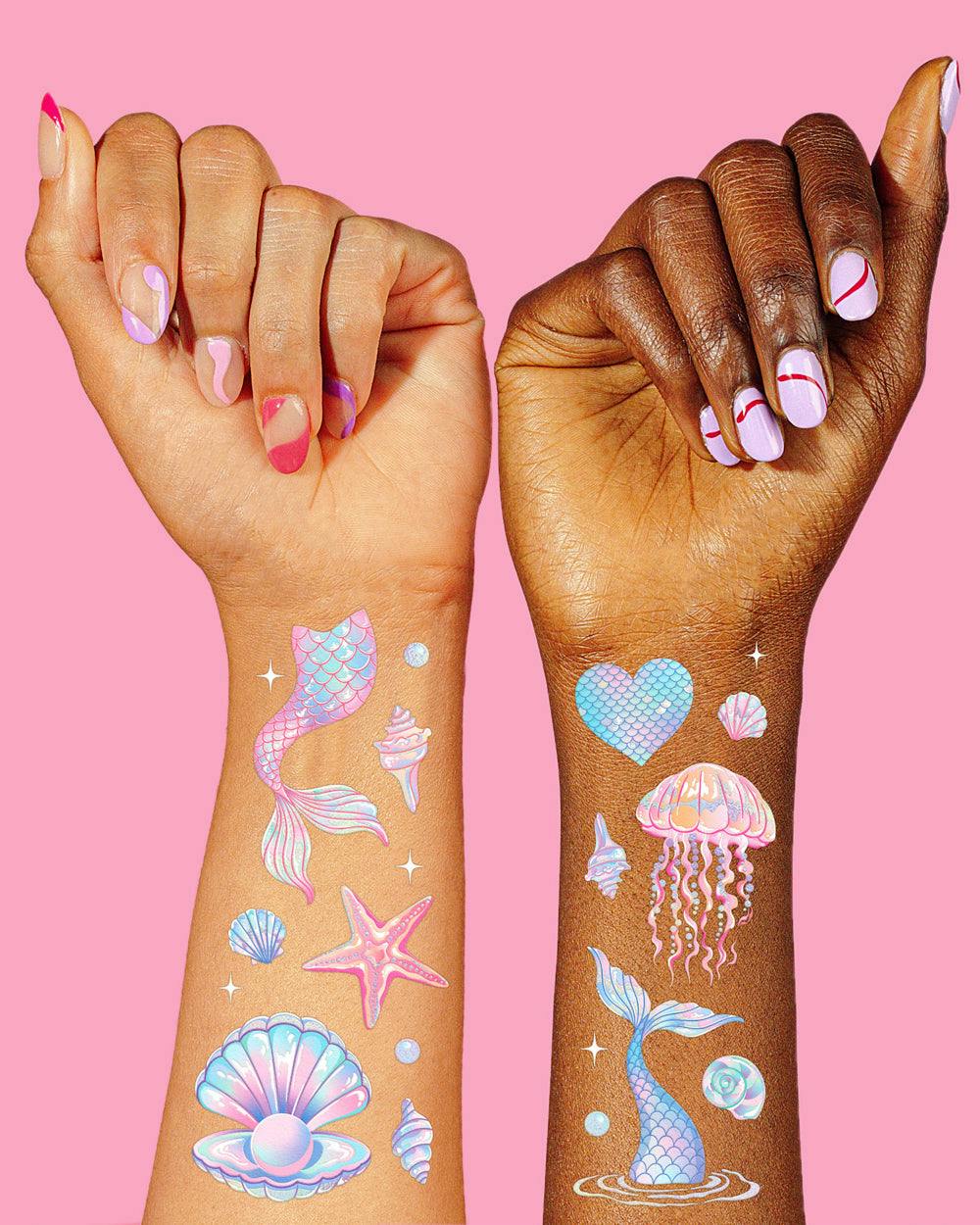 Pearlescent Mermaid Tats - 52 temporary tattoos