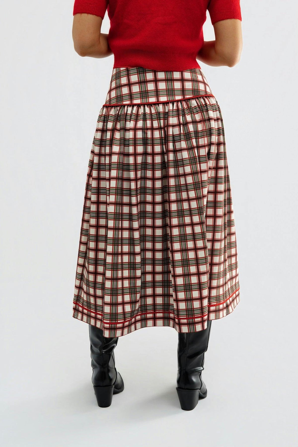 Theodora Skirt - Cranberry Plaid