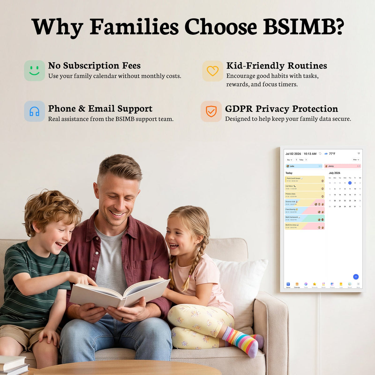 BSIMB 32 Inch Digital Calendar Chore Chart Wall Calendar