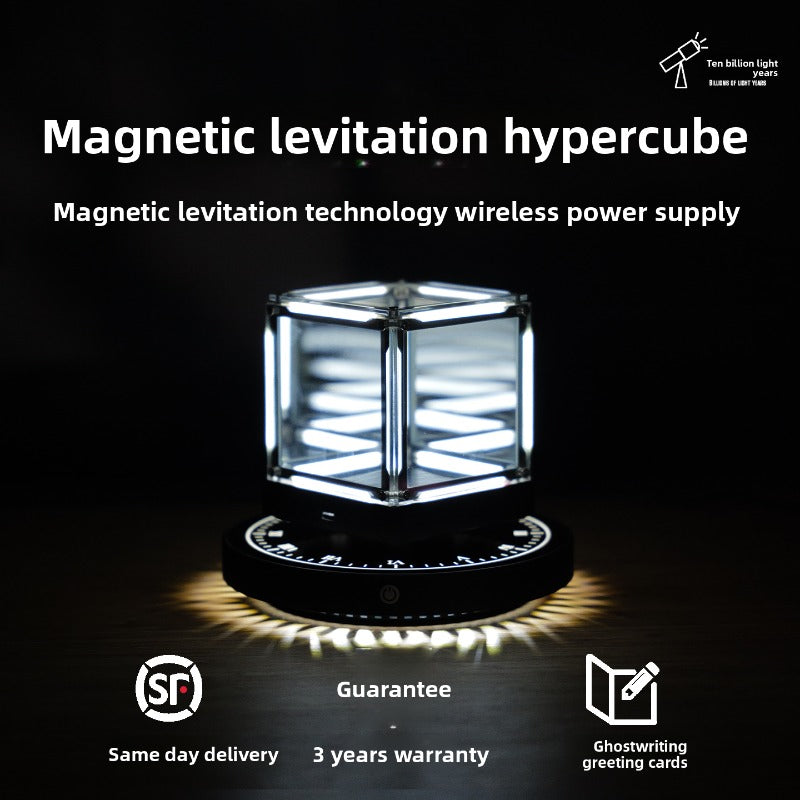 Magnetic Levitation Hypercube | Floating Desktop Art