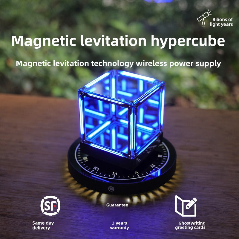 Magnetic Levitation Hypercube | Floating Desktop Art