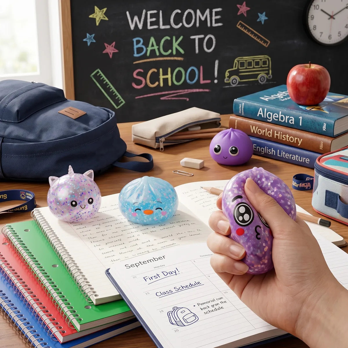 Starter Back to School Dumpling Squishy Set 4 Pieces