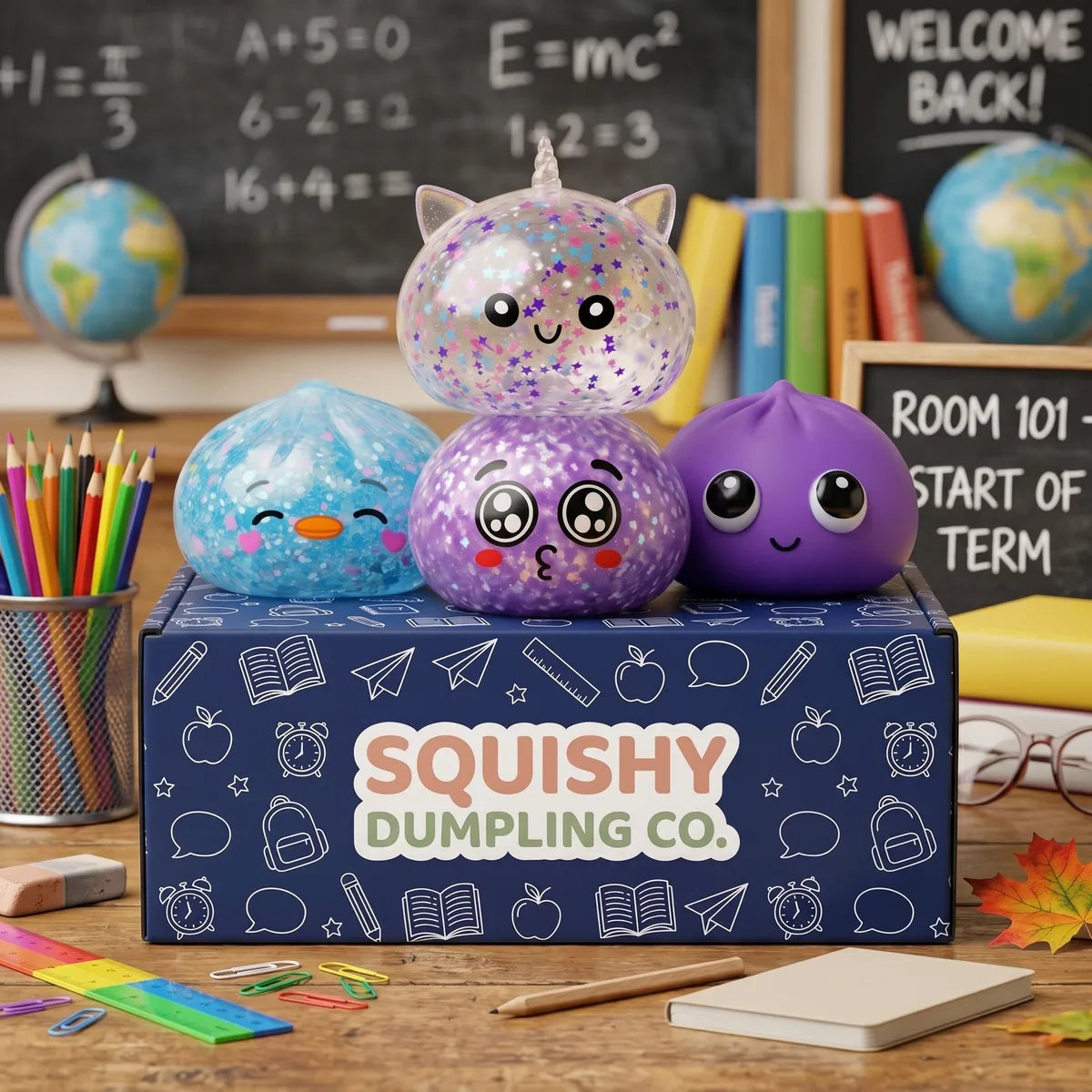 Starter Back to School Dumpling Squishy Set 4 Pieces