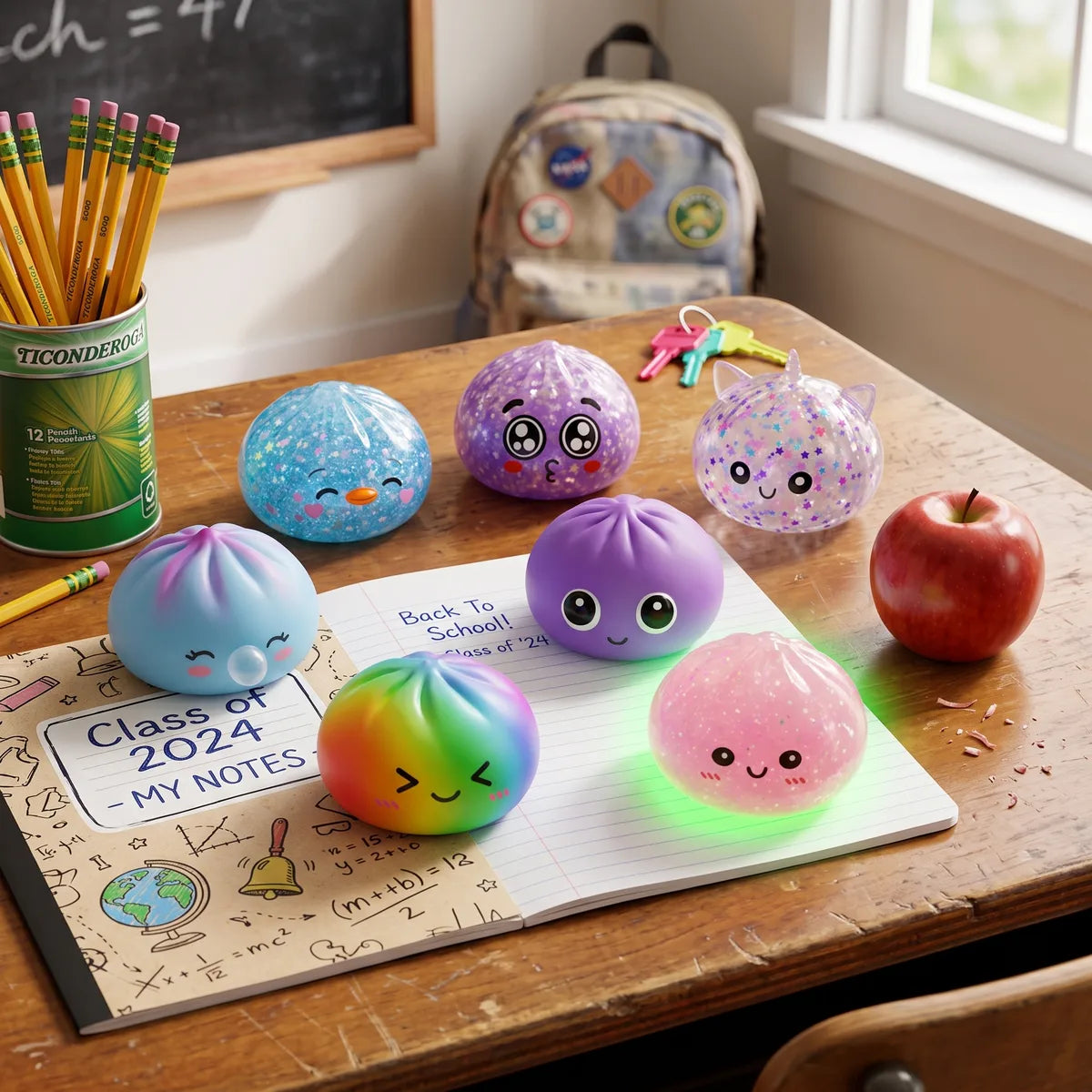 XXL Back to School Dumpling Squishy Set 7 Pieces