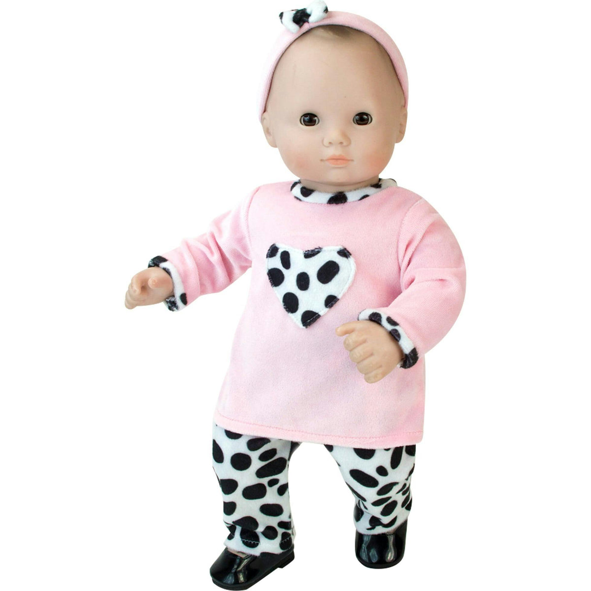 Sophia's 3-Piece Dalmatian Print Outfit for 15" Baby Dolls, Pink/Black/White