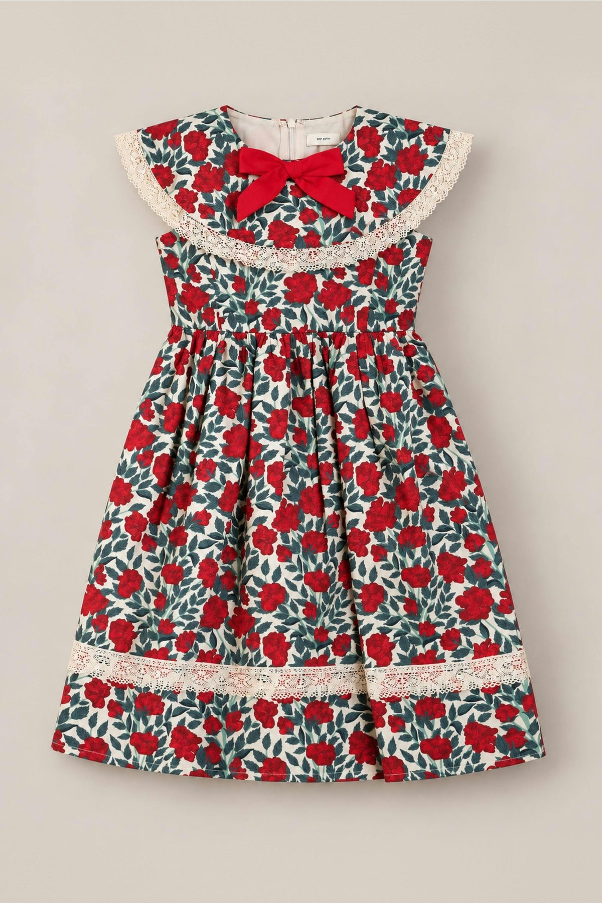 Mini Aster Dress in Red Roses