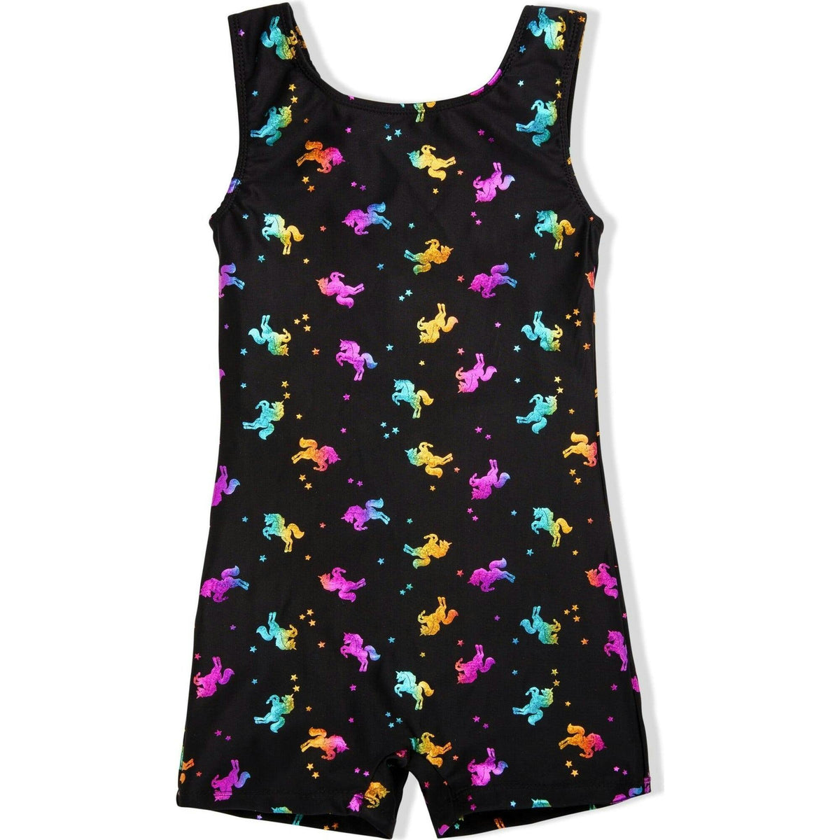 Shimmer Holographic Sleeveless Biketard, Black